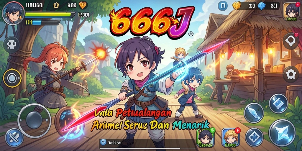 Tampilan gameplay yang menarik dan penuh warna di 666J.