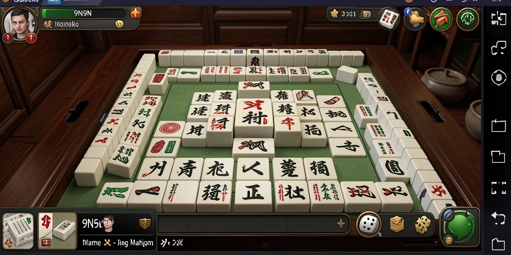 Tampilan gameplay seru dalam 9N9N dengan berbagai ubin Mahjong.