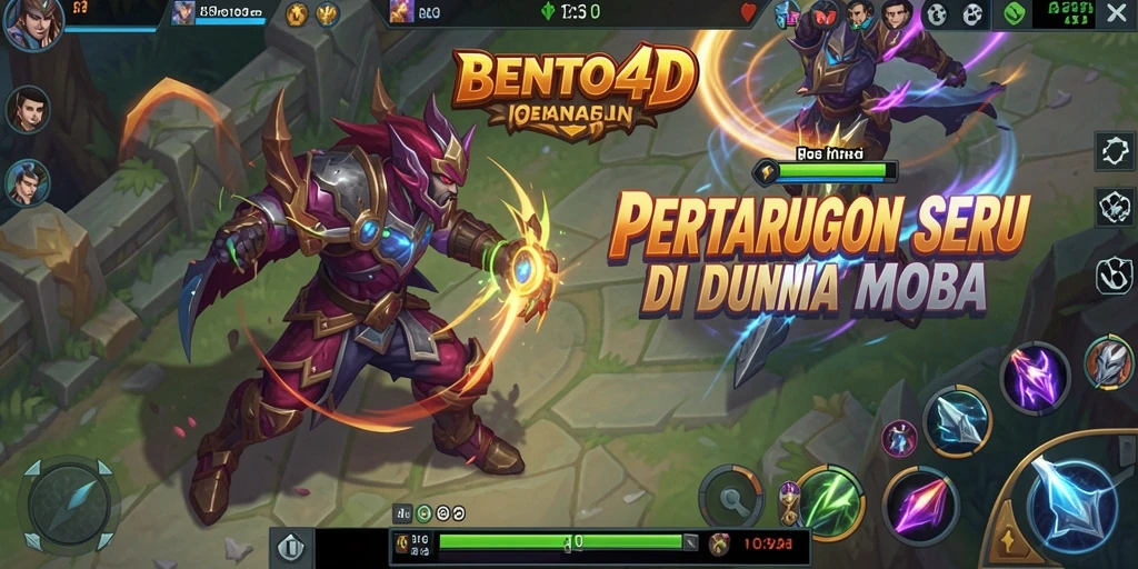 Tampilan gameplay menarik di BENTO4D dengan aksi MOBA seru.