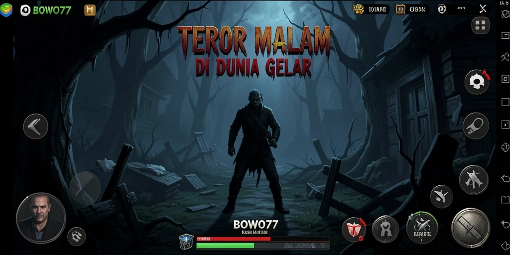Gameplay BOWO77 dengan suasana horor yang mencekam.