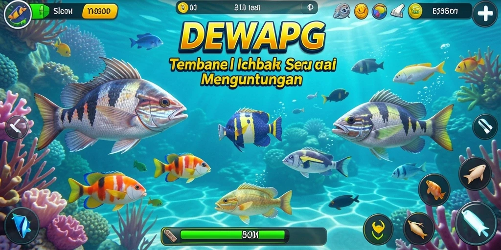 Tangkapan layar gameplay DEWAPG yang menampilkan aksi tembak ikan yang seru.
