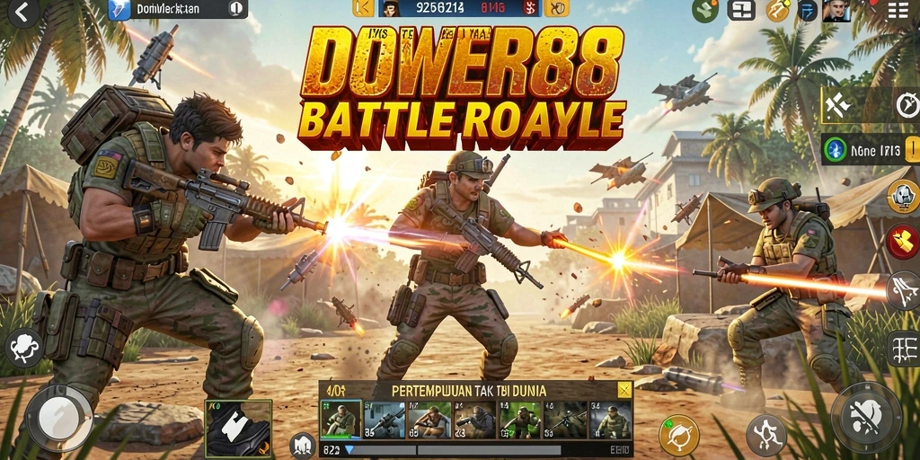 Gameplay mendebarkan dalam pertempuran Battle Royale.