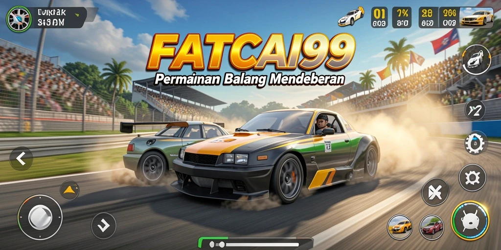Screenshot gameplay balap FATCAI99 yang intens dan seru.