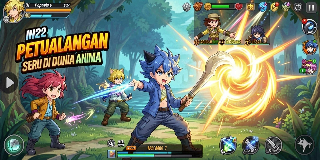Tampilan gameplay dari IN22 yang menakjubkan dan penuh aksi.