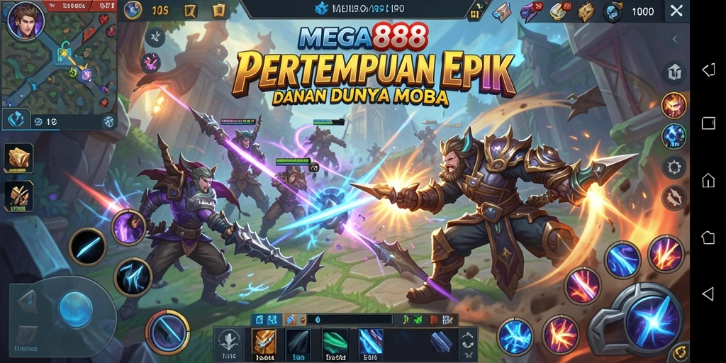 Tampilan gameplay seru dan menegangkan di arena MOBA.