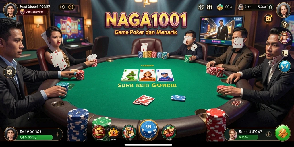 Screenshot gameplay NAGA1001 menampilkan momen seru di meja poker.