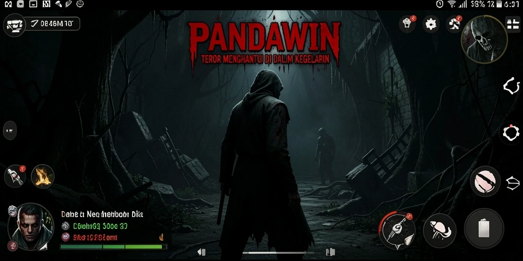 Screenshot PANDAWIN menampilkan suasana mencekam dan gameplay mendebarkan.