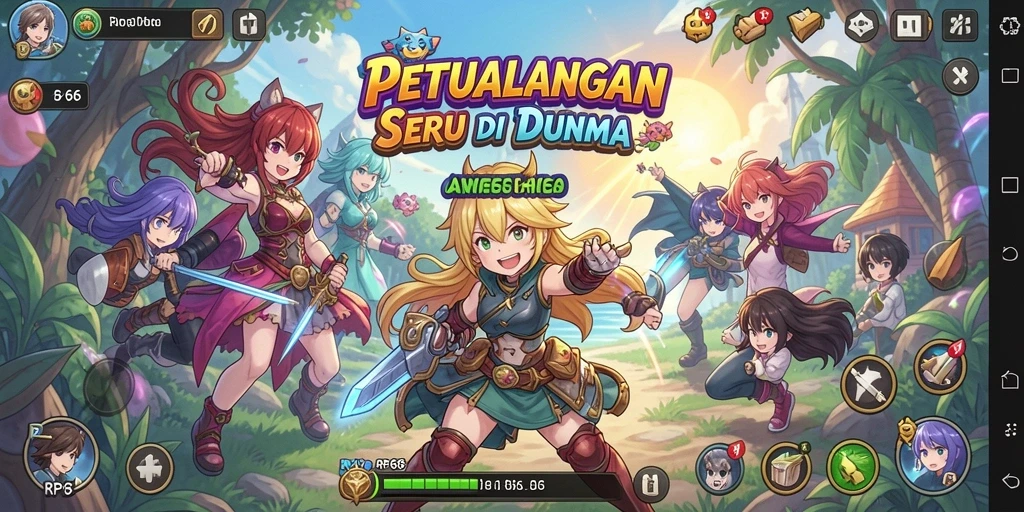 Screenshot menampilkan karakter Anime dalam pertempuran seru di RP66.