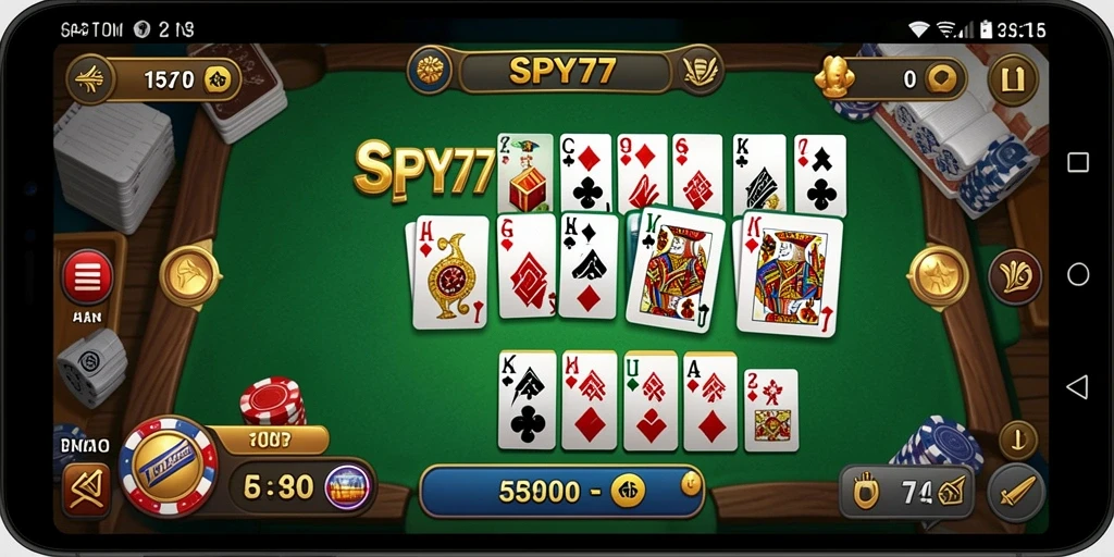 Tampilan gameplay SPY77 yang menampilkan keseruan bermain Domino.