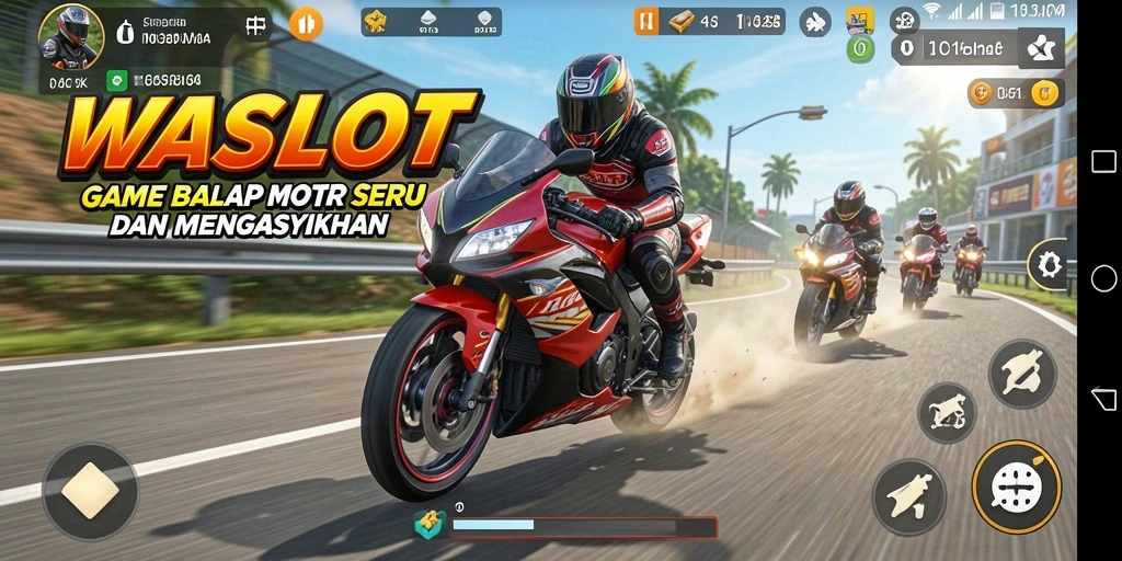 Tampilan balapan motor yang mendebarkan dalam WASLOT.