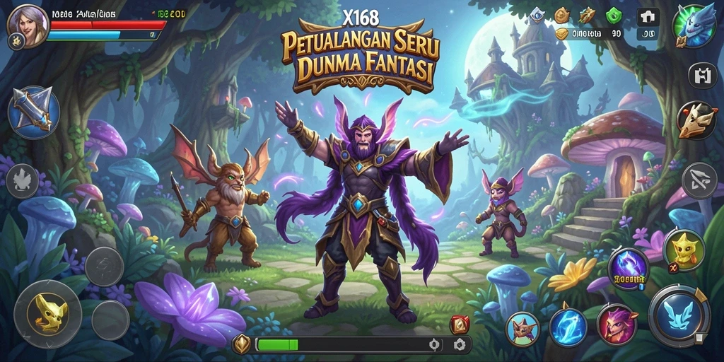 Screenshot gameplay X168 menampilkan petualangan seru di dunia fantasi.
